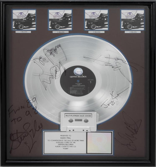 AEROSMITH SIGNED "MULTI-PLATINUM" RECORD AWARD