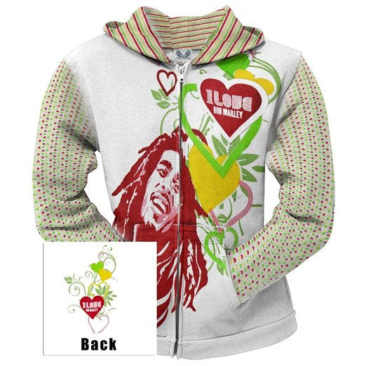 Bob Marley - Womens Love Juniors Zip Hoodie