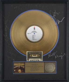 THE DOORS - AUTOGRAPHED GOLD RECORD AWARD FOR "MORRISON HOTEL" (SIGNED BY DENSMORE, MANZAREK, & KRIEGER)