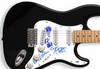 Def Leppard Autographed x3 Guitar PSA UACC RD COA