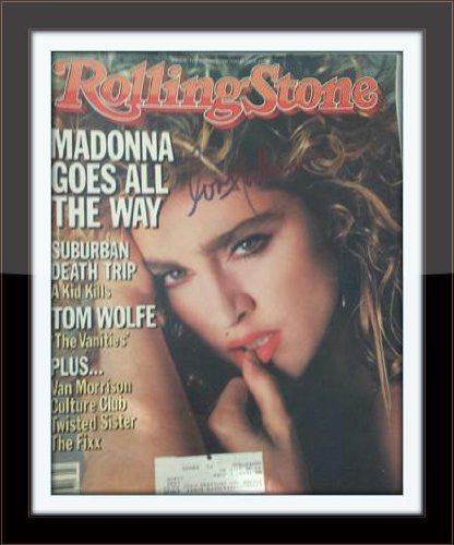 Framed Madonna Autograph Rolling Stone with Ceritficate of Authenticity