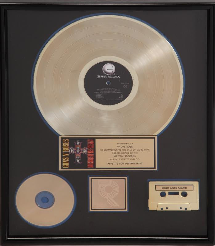 GUNS N' ROSES "GOLD" RECORD AWARD PRESENTED TO W. AXL ROSE