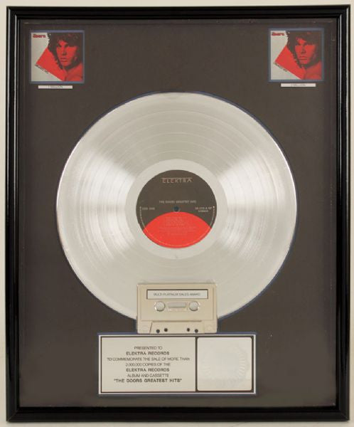 "The Doors Greatest Hits" RIAA Platinum Album and Cassette Award