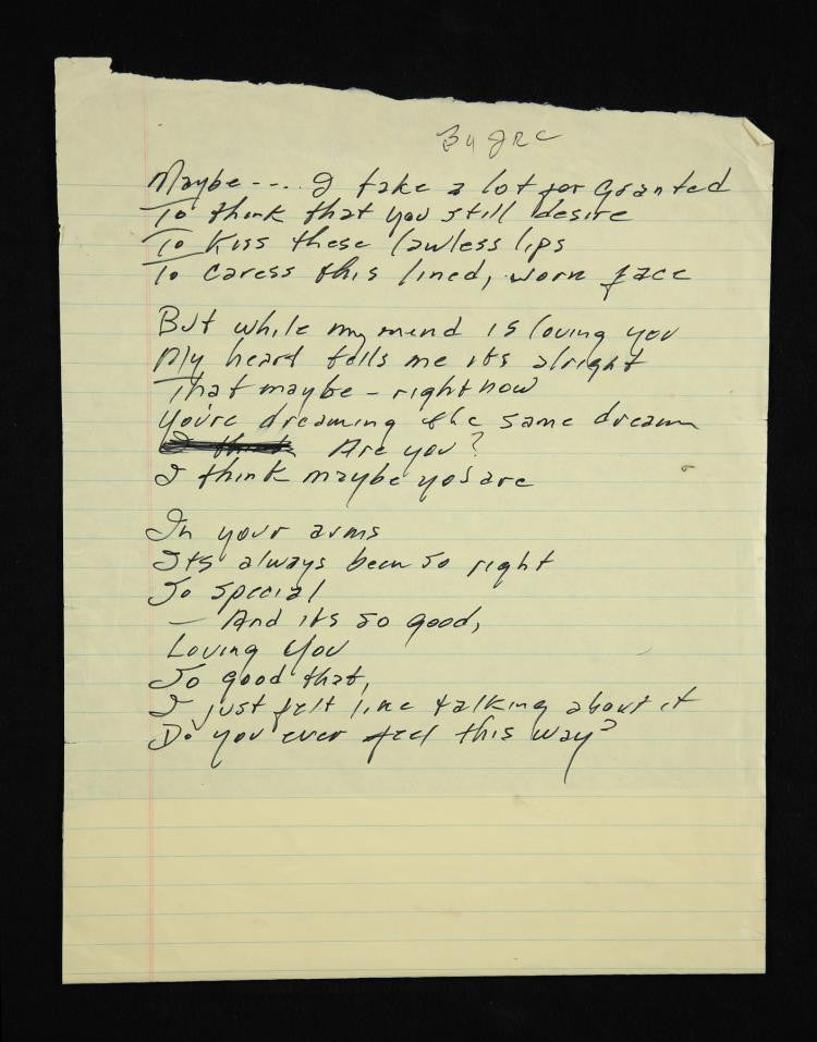 Lot 314: JOHNNY CASH HANDWRITTEN "DO YOU EVER FEEL THIS WAY?"