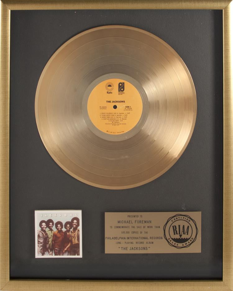 Lot 33: THE JACKSONS "GOLD" RECORD AWARD