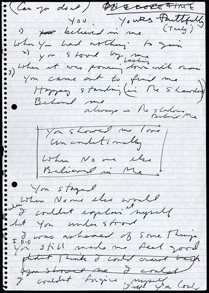 Chrissie Hynde (Pretenders) “One More Time” Handwritten Lyrics