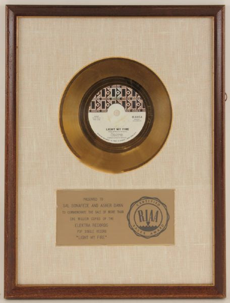 The Doors "Light My Fire" Gold RIAA Award