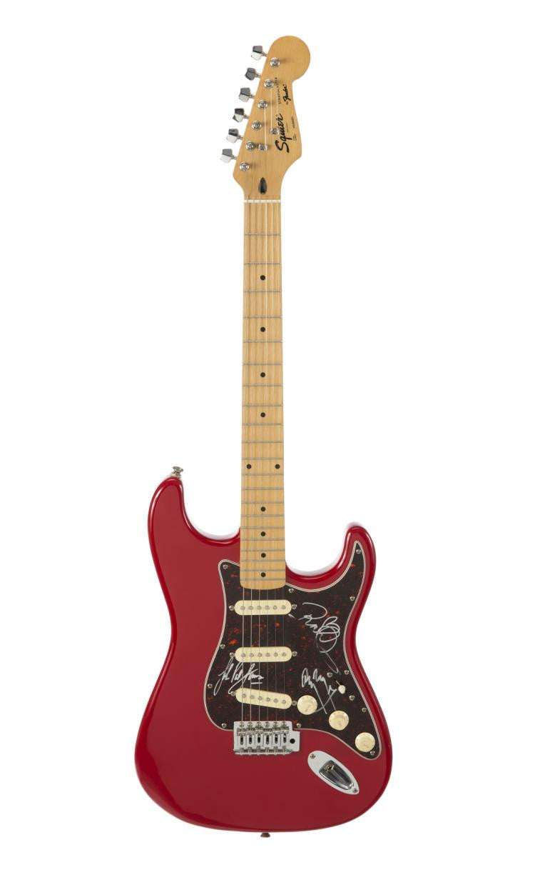 Lot 605: LED ZEPPELIN SIGNED FENDER SQUIER STRATOCASTER