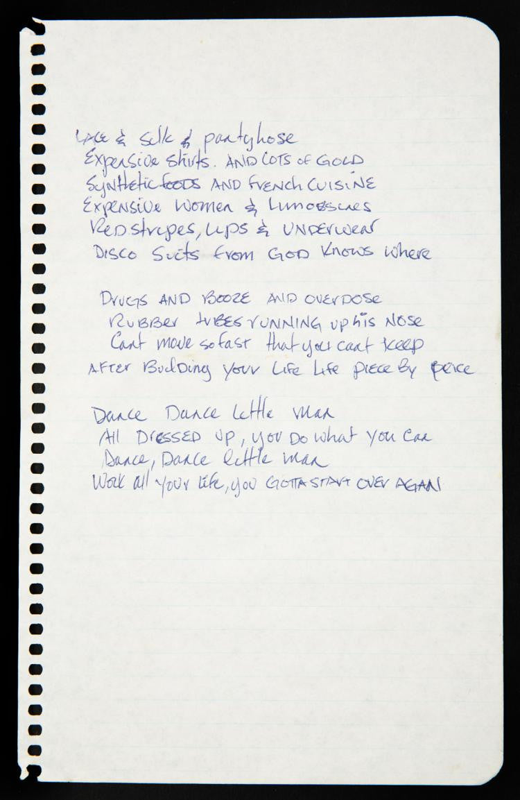 Lot 635: SLASH HANDWRITTEN LYRICS – AMP ORIGINALS