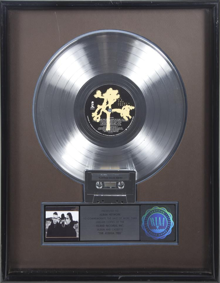 Lot 645: U2 "PLATINUM" RECORD AWARD