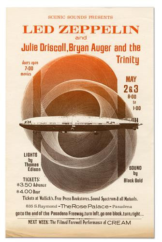 Lot 860: Led Zeppelin Rose Palace Handbill