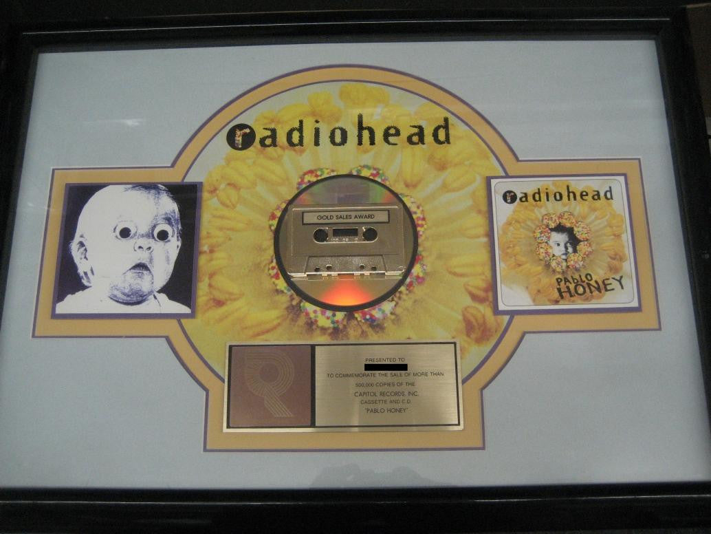 RADIOHEAD RIAA CERTIFIED GOLD DISC RECORDS AWARD 500,000 UNITS 19x26