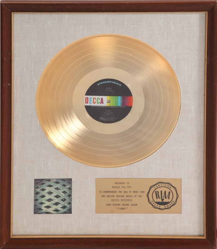 ROGER DALTREY "GOLD" RECORD AWARD