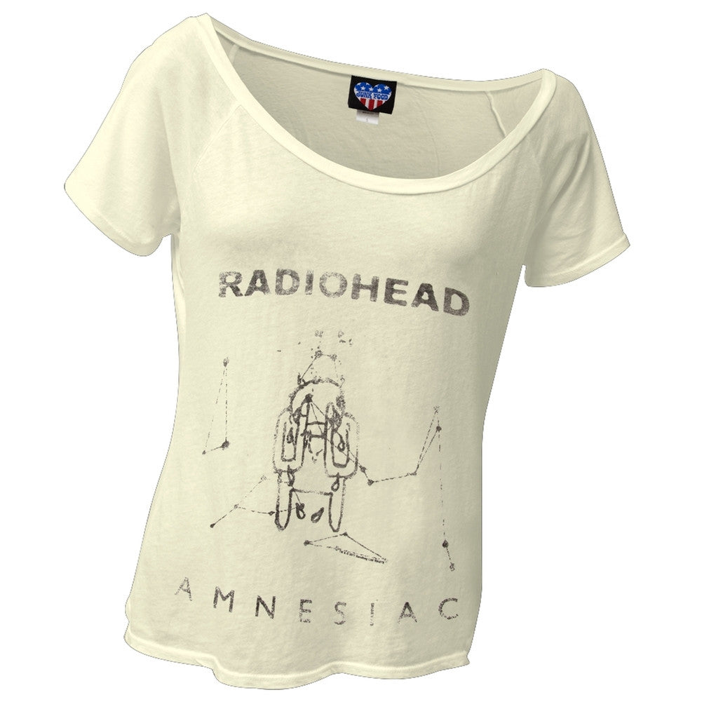 Radiohead - Amnesiac Juniors Off-Shoulder T-Shirt Off-White