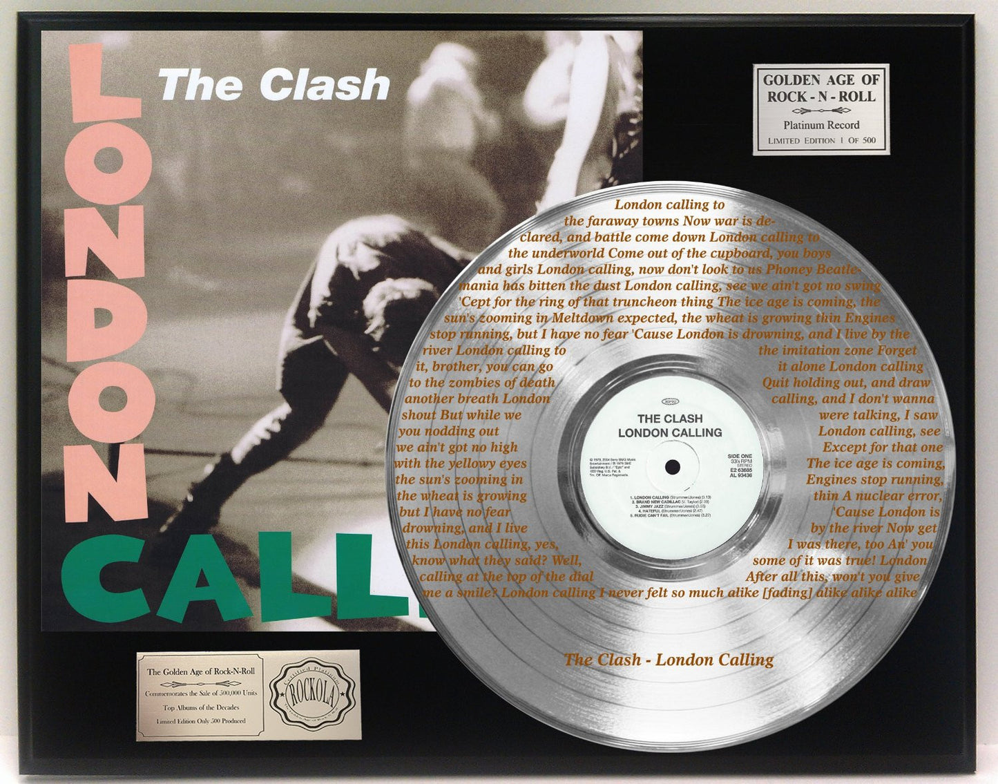 The Clash London Calling Laser Etched Into The Platinum LP Record LTD Edition Display