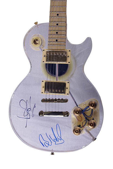 Aerosmith Autographed Signed Clear Guitar & Proof UACC RD