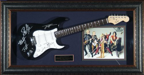 Aerosmith Group Signed Guitar Framed Display - Signed Guitars