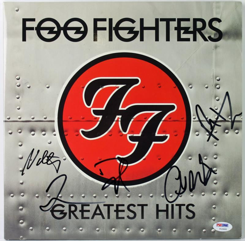 FOO FIGHTERS (5) GROHL, MENDEL, SMEAR, HAWKINS & SHIFLETT AUTHENTIC SIGNED ALBUM COVER PSA/DNA V10660