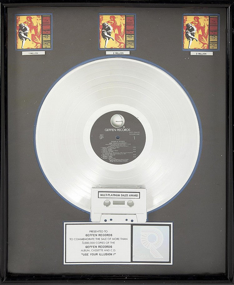 GUNS N' ROSES "MULTI-PLATINUM' RECORD AWARD