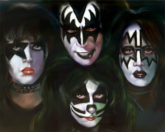 The Kiss, drawing, poster, print, Hard Rock Group poster, reproduction, artwork, painting, 16"x20"