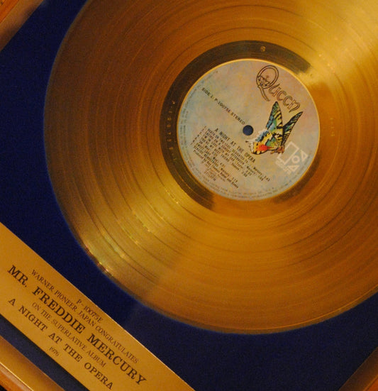 "Queen: RIAA Gold Award for the album ‘A Night at the Opera’ presented to Freddie Mercury