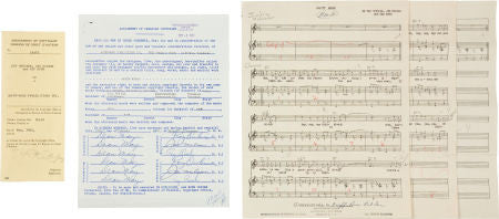 Roy Orbison Signed "Pretty Woman" Copyright Contract, Music And Lyrics (1962). ...