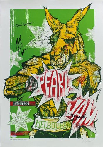PEARL JAM (6) VEDDER, AMENT, MCCREADY, GOSSARD, CAMERON & GASPAR AUTHENTIC SIGNED POSTER 18X26 CERTIFICATE OF AUTHENTICITY PSA/DNA #V10710