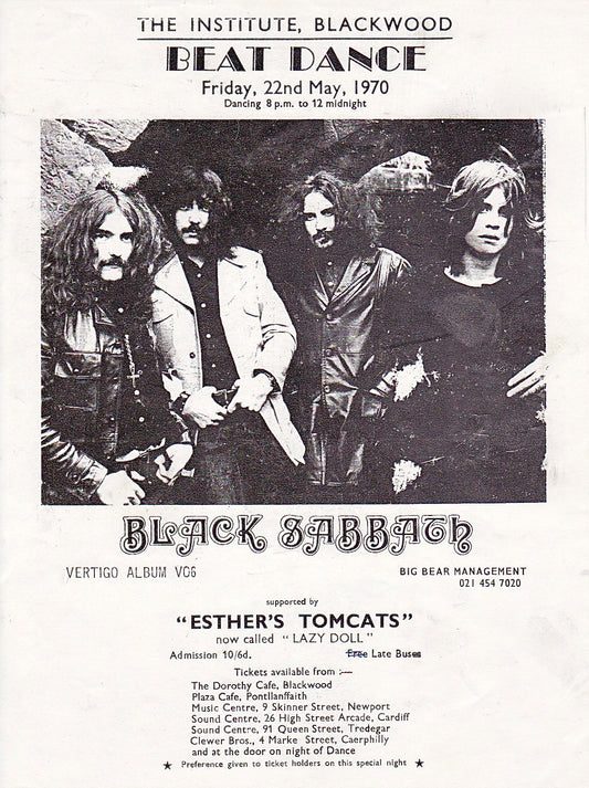 Black Sabbath – Extremely Early 1970 UK Concert Handbill / Vertigo 1st LP