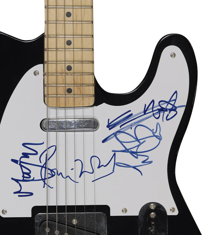 THE ROLLING STONES SIGNED Black bodied electric guitar