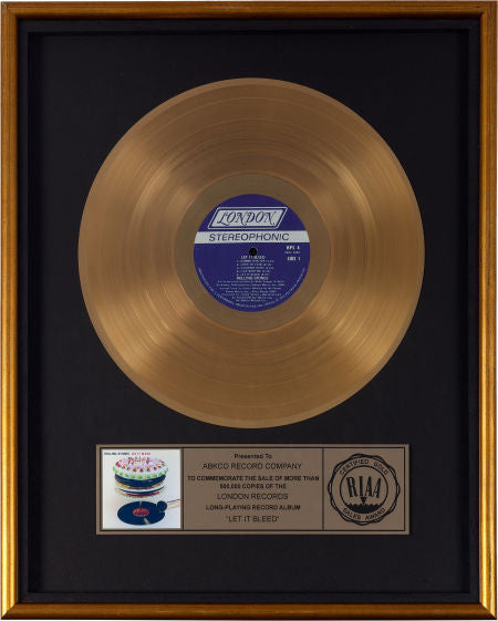 Rolling Stones Let It Bleed RIAA Gold Record Award