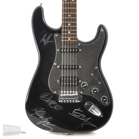 Squier Stratocaster Black Sparkle signed by U2