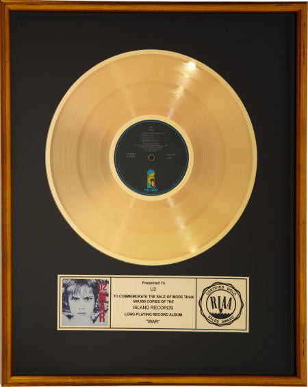 U2 RIAA Gold Record Award for "War."