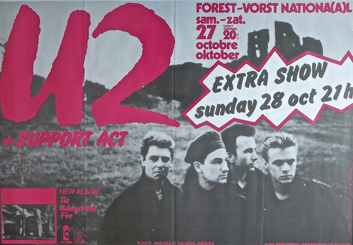 U2 – 1984 Brussels Concert Poster from Unforgettable Fire Tour