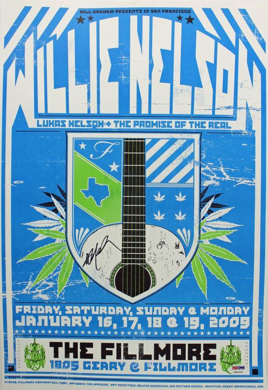 WILLIE NELSON AUTHENTIC SIGNED 13X19 2009 CONCERT POSTER PSA/DNA W46028