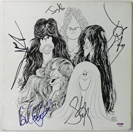 AEROSMITH (5) TYLER, PERRY, KRAMER, WHITFORD & HAMILTON AUTHENTIC SIGNED ALBUM COVER PSA/DNA V10638