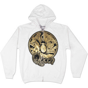 Queen Crest Zip Hoodie White