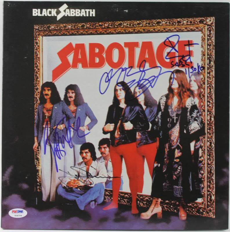 BLACK SABBATH (4) OSBOURNE, BUTLER, WARD & IOMMI SIGNED ALBUM COVER PSA #V09704