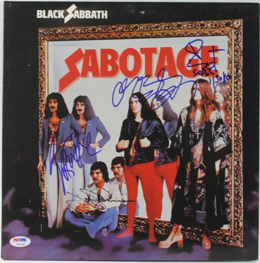 BLACK SABBATH (4) OSBOURNE, BUTLER, WARD & IOMMI SIGNED ALBUM COVER PSA #V09704