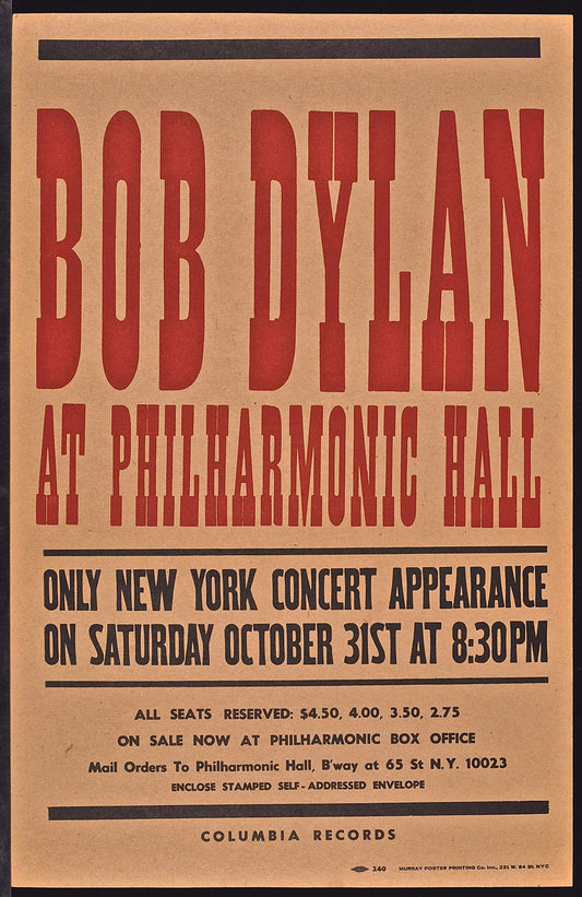 Bob Dylan – 1964 Philharmonic Hall “Halloween Concert” Poster