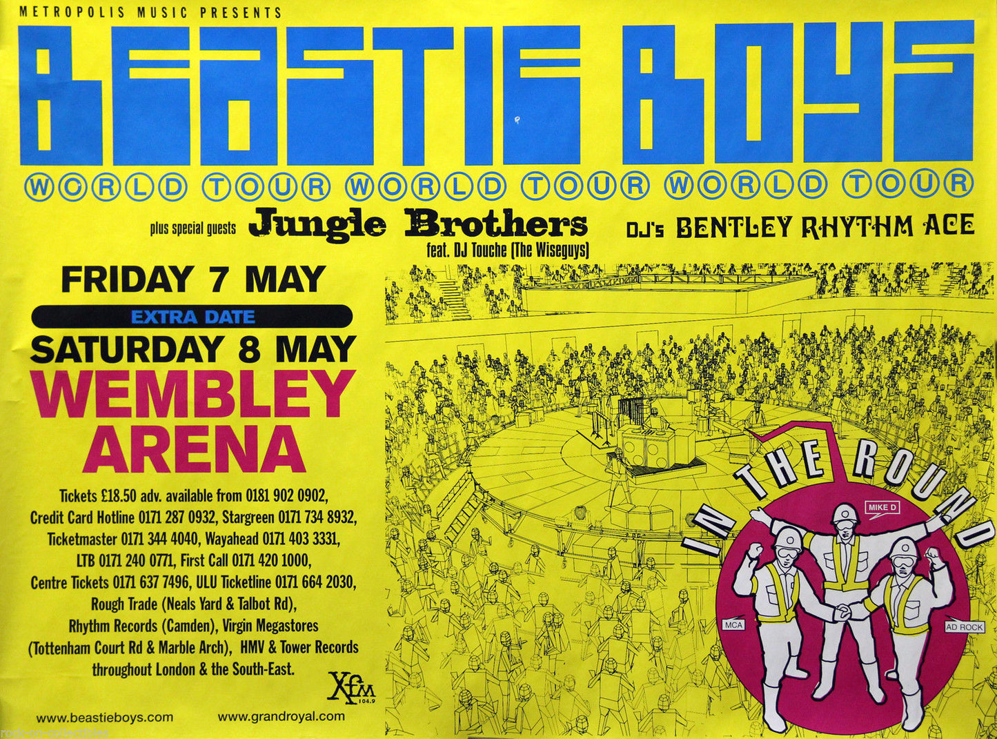 Beastie Boys 1998 World Tour Original Concert Poster Wembley Arena London UK
