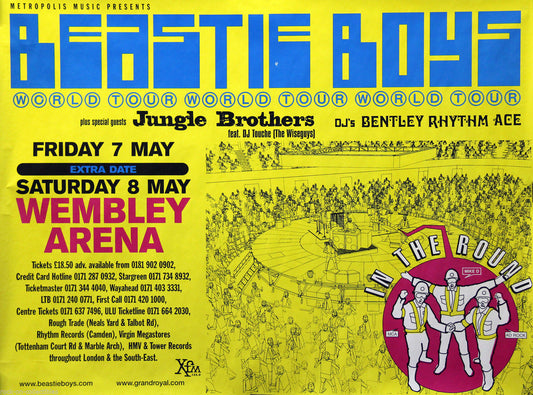 Beastie Boys 1998 World Tour Original Concert Poster Wembley Arena London UK