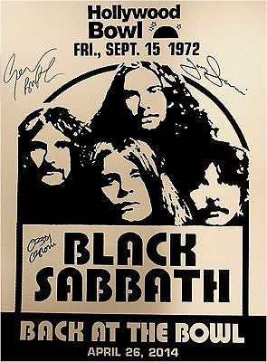 Black Sabbath Signed Autographed Concert Poster Hollywood Bowl 1972