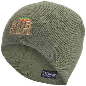 Bob Marley - Mens Bob Marley - Olive Logo Knit Beanie Dark Green