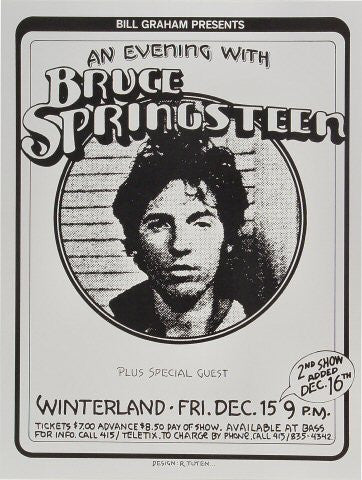 Bruce Springsteen Concert Poster Winterland