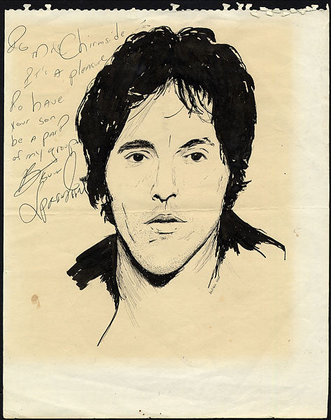 Bruce Springsteen Signed & Inscribed Original Drawing