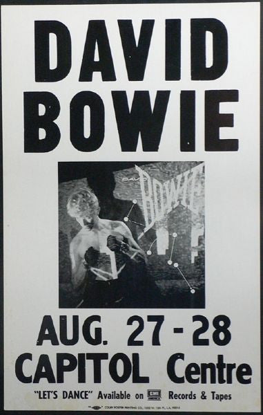David Bowie Original 1983 Serious Moonlight Tour Concert Poster