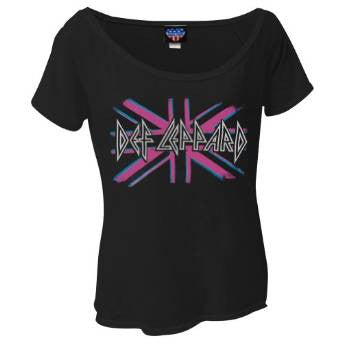 Def Leppard - Pink Union Jack Logo Juniors Dolman T-Shirt