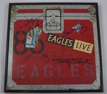 Eagles Live Group Original Signed Autographed Lp Record Album with Vinyl Framed Loa
