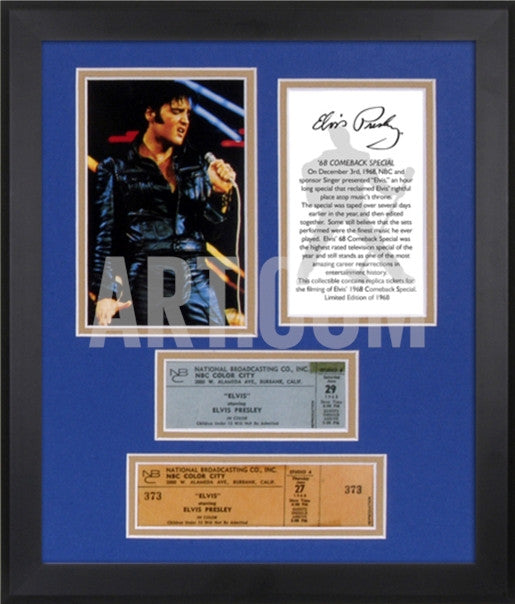 Elvis Presley "68 Special 40th Anniversary" framed photo with replica ticket