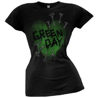 Green Day - Nail Heart Juniors T-Shirt